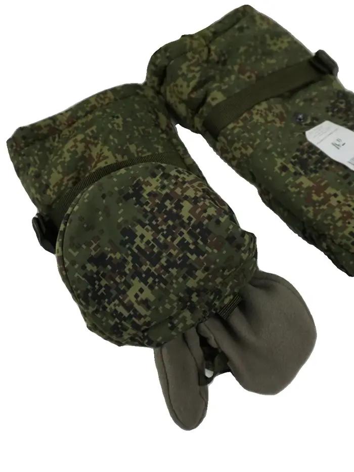 Gants hiver camouflage russe VKBO : isolation coton fourrure, protection vent, pêche grand froid