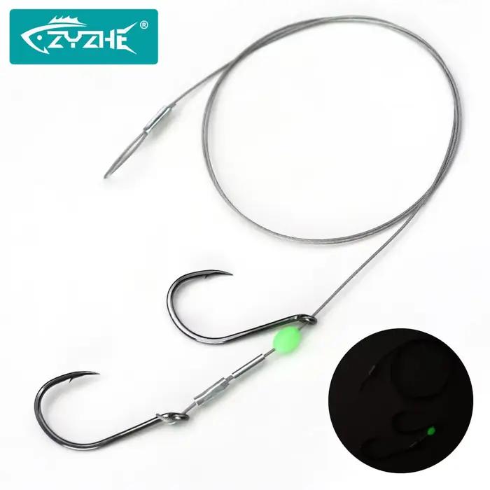 ZYZHE 1pc Stinger Rig pêche avec 49 brins acier double hameçon appât vivant eau douce mer