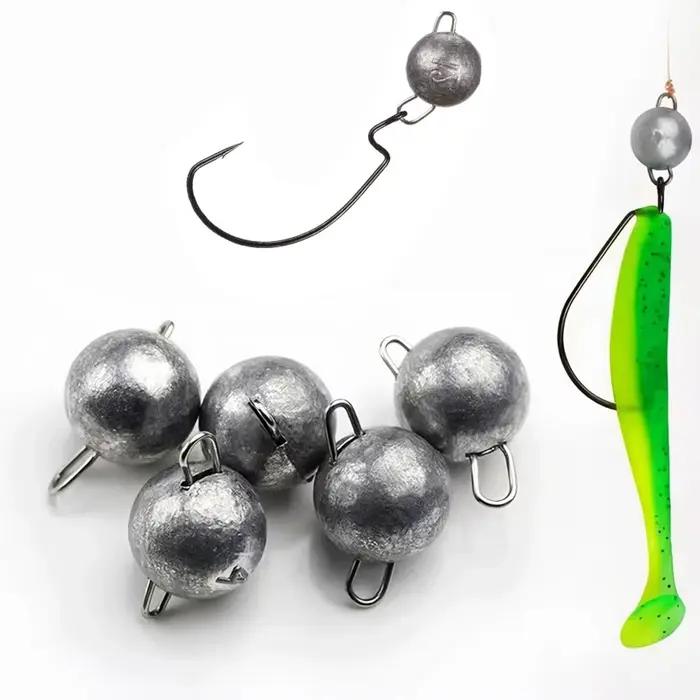 Lot de 5 plombs de pêche plats ronds avec émerillon 2g à 28g pour pêche en