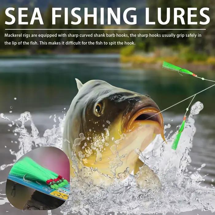 Kit de pêche Sabiki Takbas 10 hêches appâts, leurres maquereau mer et eau douce, matériel de pêche durable
