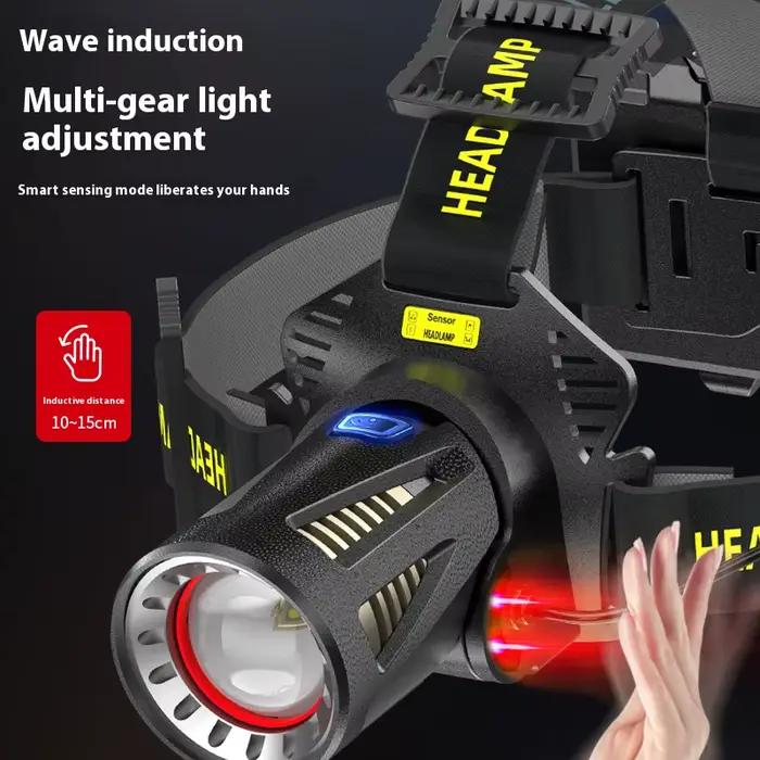 Lampe frontale LED XHP360 ultra puissante rechargeable USB pour pêche nocturne et camping