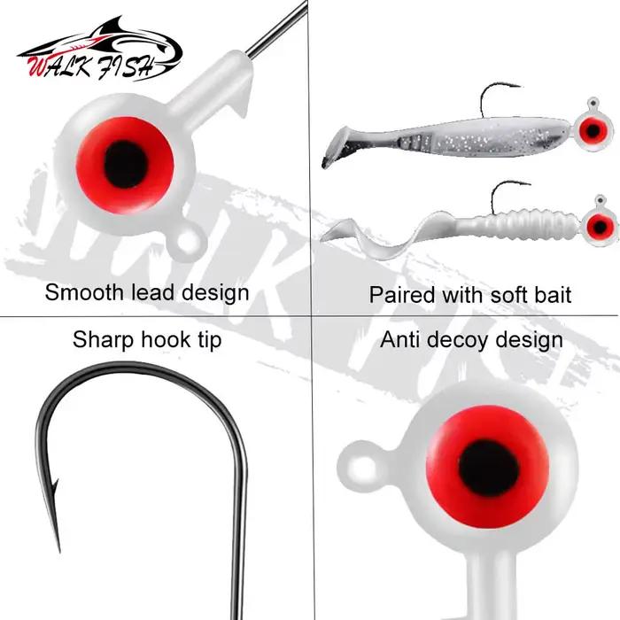 5 hameçons jig tête plomb WALK FISH 1.75g 3.5g pour vers souples pêche précise leurres durs et mous