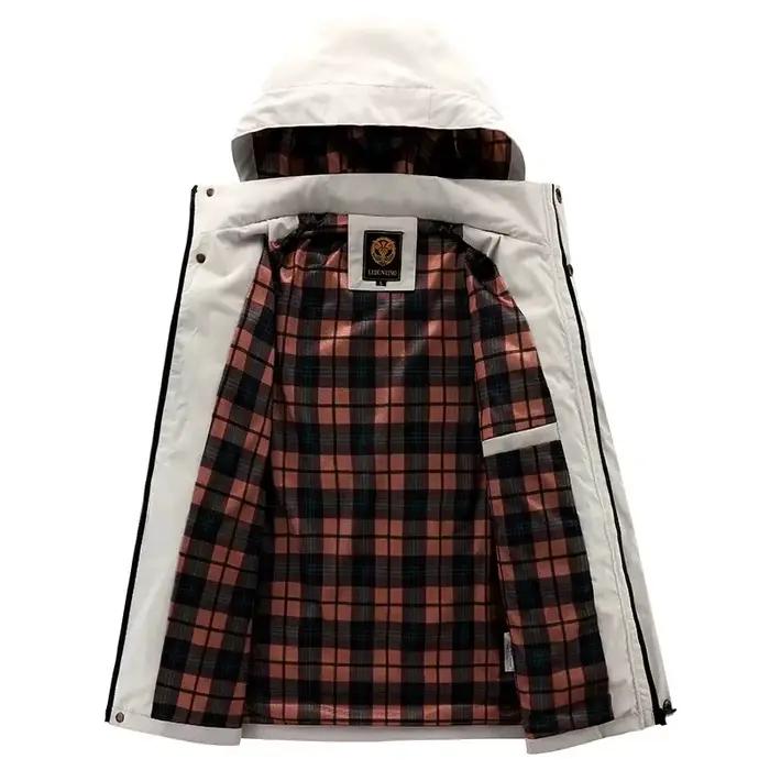 Veste softshell printemps automne pêche homme - Blouson coupe-vent imperméable à capuche