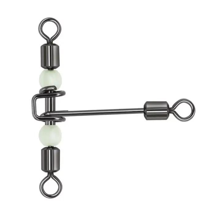 10 pièces émerillons luminescents 3 voies perles perles avec hameçons pour la pêche de nuit