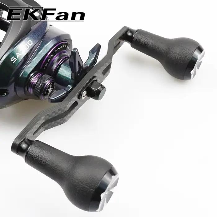 Manivelle pêche carbone 130mm Ekfan avec bouton TPE pour moulinets baitcasting SHI&DAI accessoire