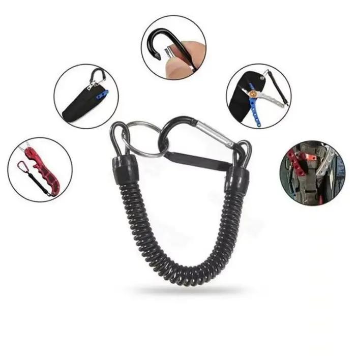 Lanyard de pêche 5 pièces rétractable élastique avec mousqueton pour clés et téléphone anti-perte