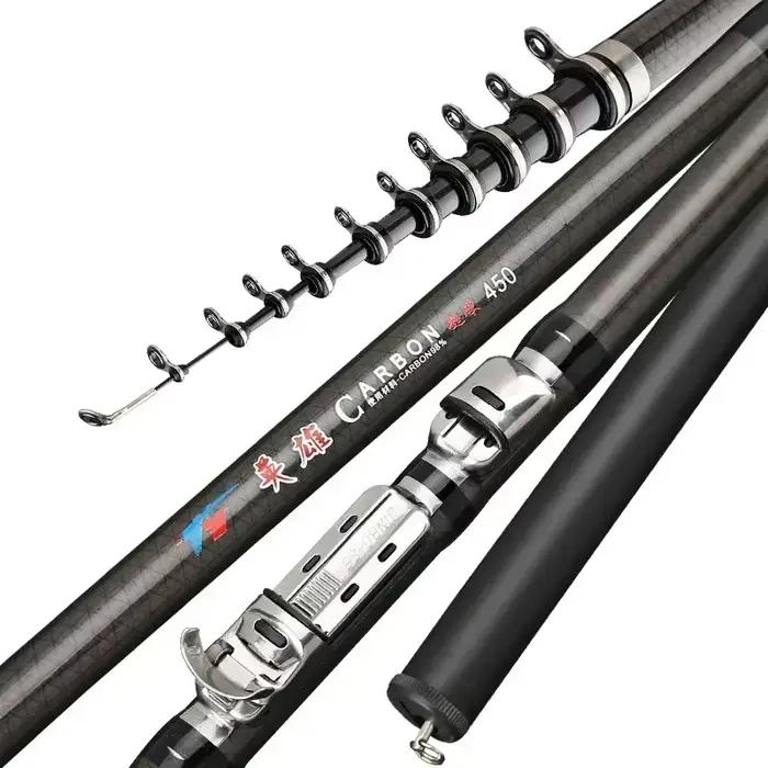 Canne télescopique carbone 2.7m-7.2m ultra légère - Pêche roche, carpe, voyage, mer
