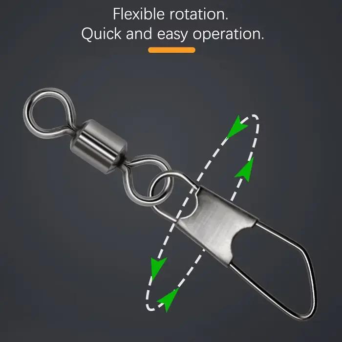 DNDYUJU 100 swivels de pêche type A en acier inoxydable pour connecteurs de leurres et pêche à la carpe