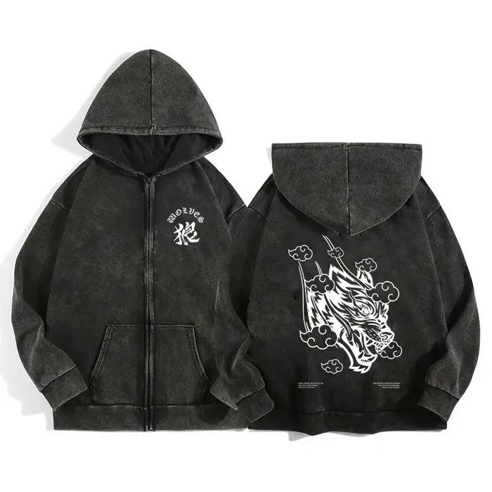 Sweat à capuche zip Darc Wolves Sport pour pêcheurs - Style gothique manga harajuku homme femme