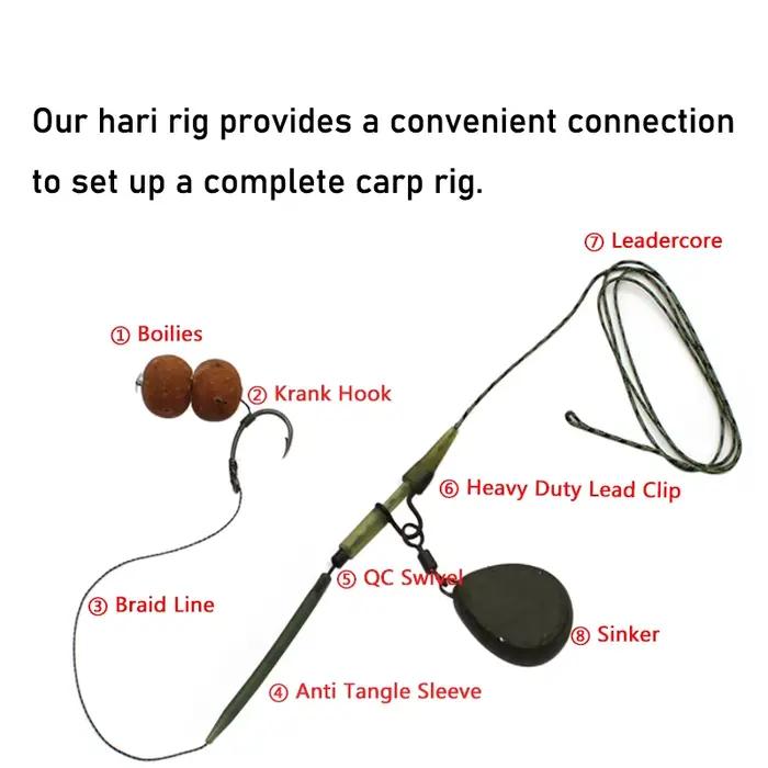 6 montages hair rig prêts à pêcher pour la carpe avec hameçons spécialisés et ligne de pêche