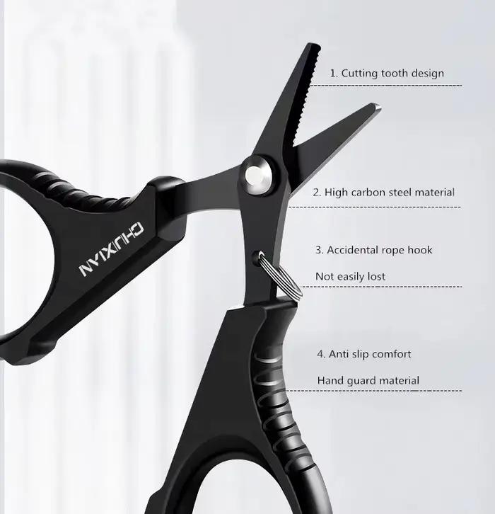 Pinces ciseaux en acier inoxydable avec revêtement titane pour couper fils PE - Accessoire pêche carpe