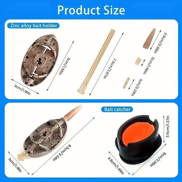 Set 5-en-1 de feeders pour pêche au fond - Poids zinc 4 grammages avec moule à libération rapide