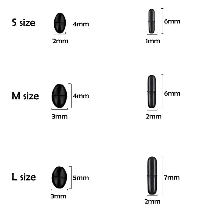 Flotteur pêche silure PRO BEROS 60 pièces 10 sets bouchon ovale en caoutchouc noir stopper ligne