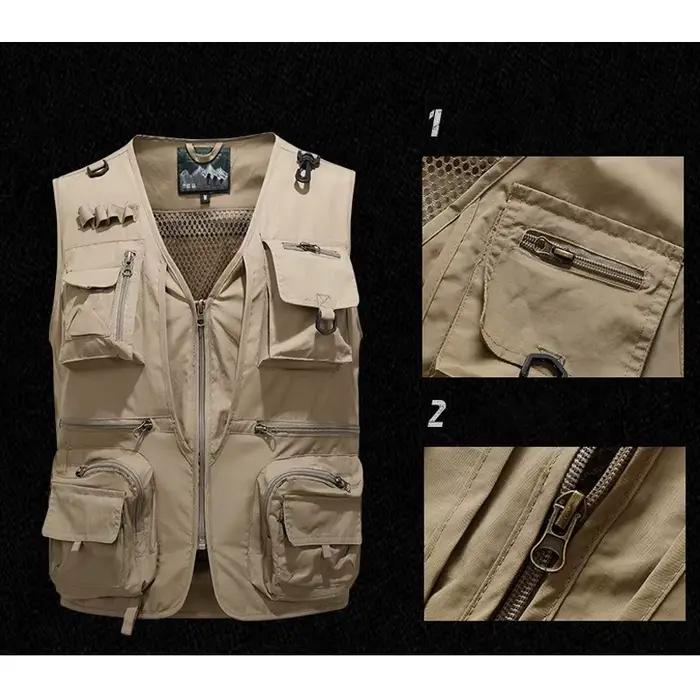 Veste sans manches légère et respirante pour la pêche avec multiples poches, taille plus 5XL