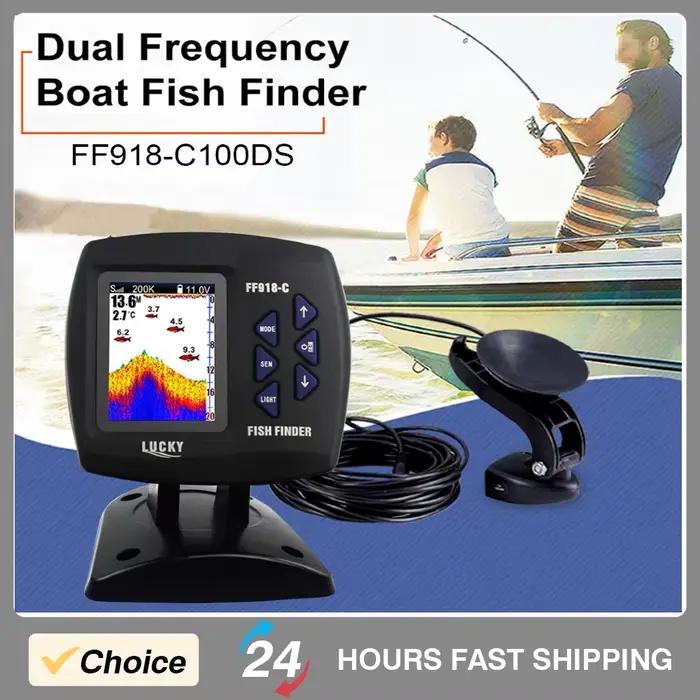 Sondeur de pêche filaire écran couleur 3.5" double fréquence - Portée 100m pour bateau facile à utiliser