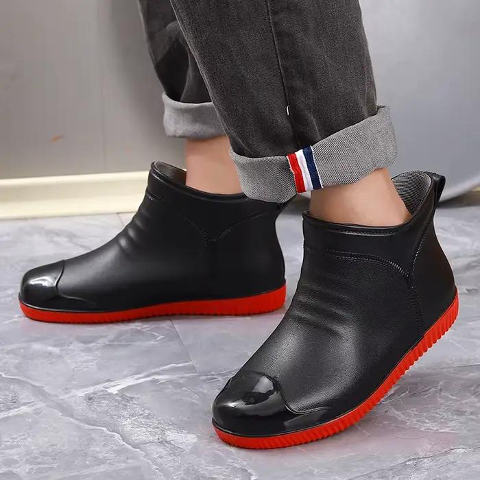 Bottes de pluie homme courtes mode pêche lavage auto antidérapantes PVC confortables