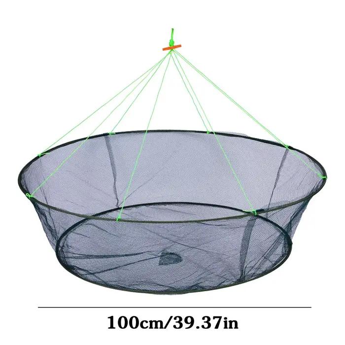 Filet de pêche pliable 80/100cm à large ouverture pour crevettes, anguilles, crabes et appâts - Piège de pêche polyvalent