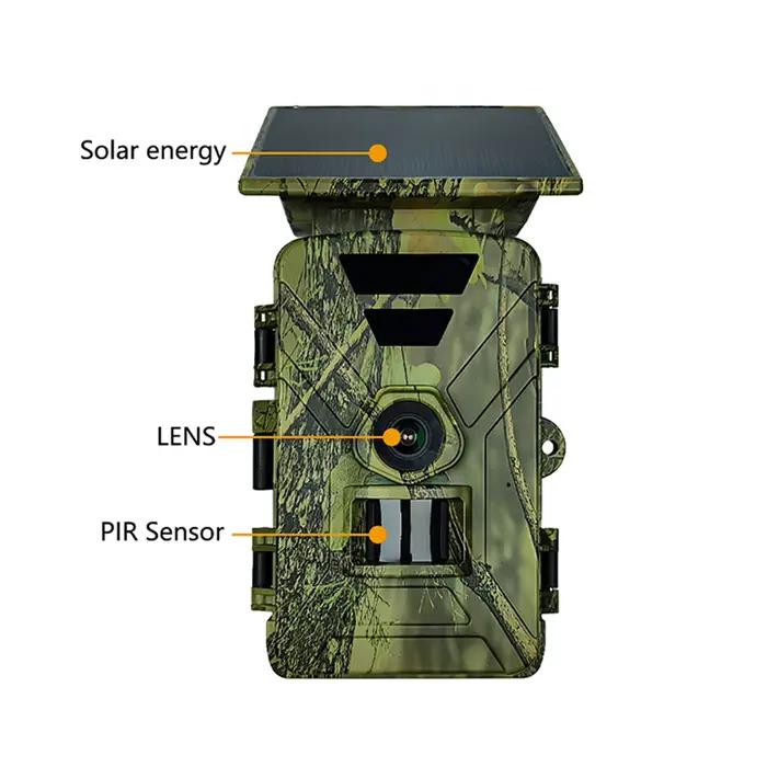 Caméra de chasse solaire WiFi 8K 60MP étanche IP66 pour surveillance extérieure des animaux nocturnes