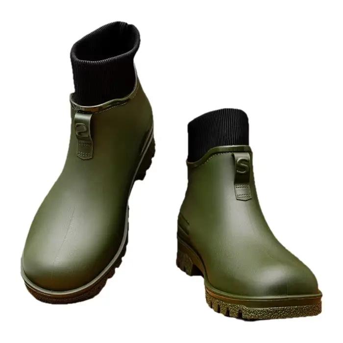 Bottes pluie mi-hautes anti-dérapantes PVC doublées chaudes hiver homme confortables pour toutes occasions