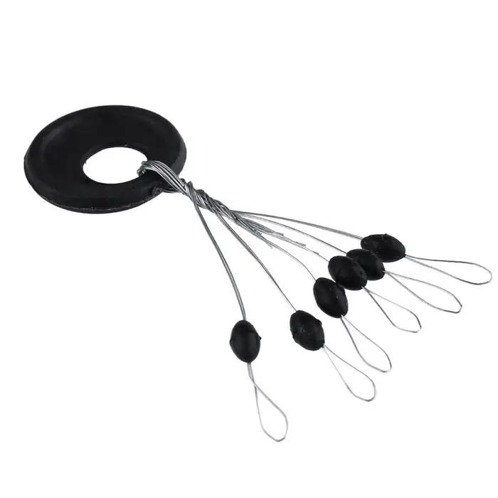 Flotteur pêche silure PRO BEROS 60 pièces 10 sets bouchon ovale en caoutchouc noir stopper ligne