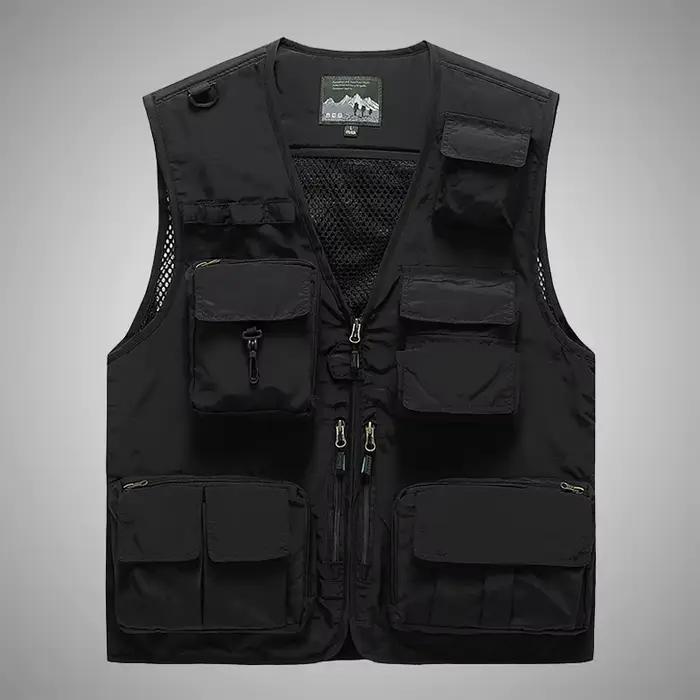 Gilet pêche respirant mesh homme - Veste technique détachable multi-poches pour pêche et randonnée