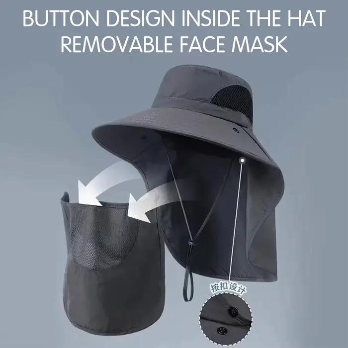 Chapeau de pêche UV protection été pour hommes femmes avec rabat cou nu pêche randonnée camping