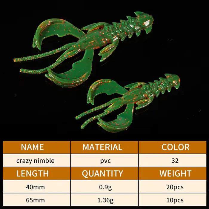 Leurres souples Supercontinent Crazy Lures 65mm et 40mm en forme de crevette et homard pour la pêche