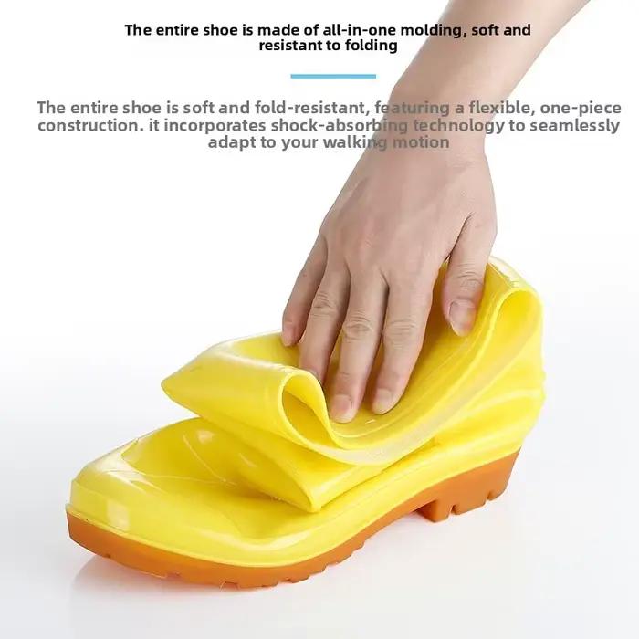 Bottes cuisine jaunes hautes tube blanc pur antidérapantes hygiène tendon vache résistantes chaudes pluie