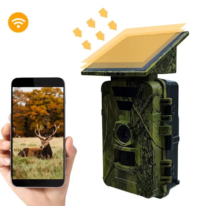 Caméra trail solaire 8K 60MP WiFi étanche pour observation extérieure des animaux de chasse nocturnes