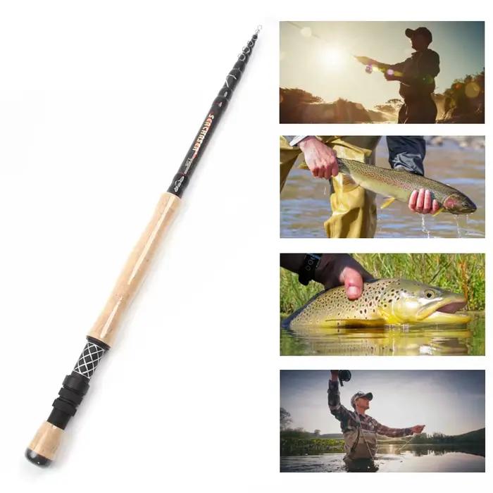 Canne télescopique portable 2.1m à 3.0m carbone action rapide poignée liège ultra légère pêche voyage