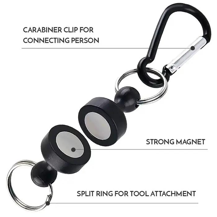 Mousqueton de pêche magnétique anti-chute avec porte-clés, accessoire de pêche pour matériel de pêche en extérieur
