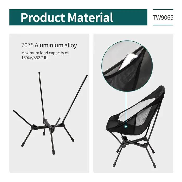 Chaise de camping ultralégère Thous Winds pour adultes et enfants avec sac de rangement pêche