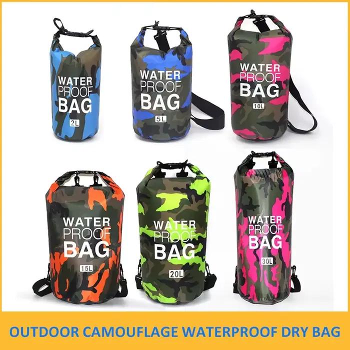 Sac étanche camouflage 2L à 30L pour rafting plongée randonnée aquatique et pêche