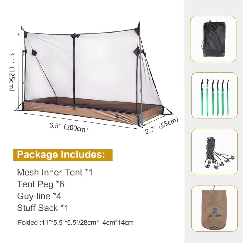 Tente intérieure OneTigris maille extérieure étanche sol baignoire 1 personne randonnée camping survie chasse
