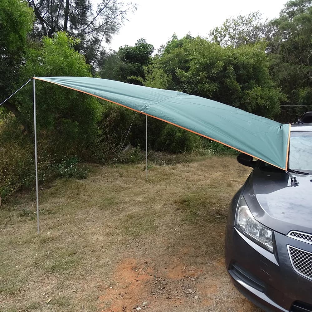 Auvent latéral voiture 3x3m avec perche et ventouses pour abri pêche camping et journées en plein air