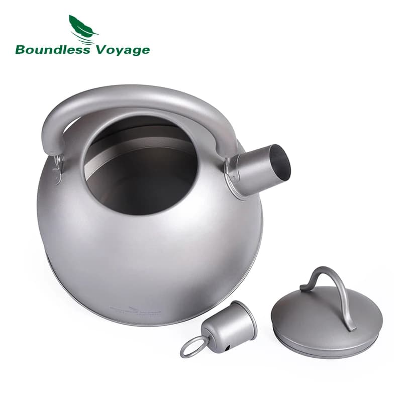 Bouilloire Titane Ultralégère 2L pour Randonnée et Pêche - Pot d'Eau Extérieur Grande Capacité avec Buzzer