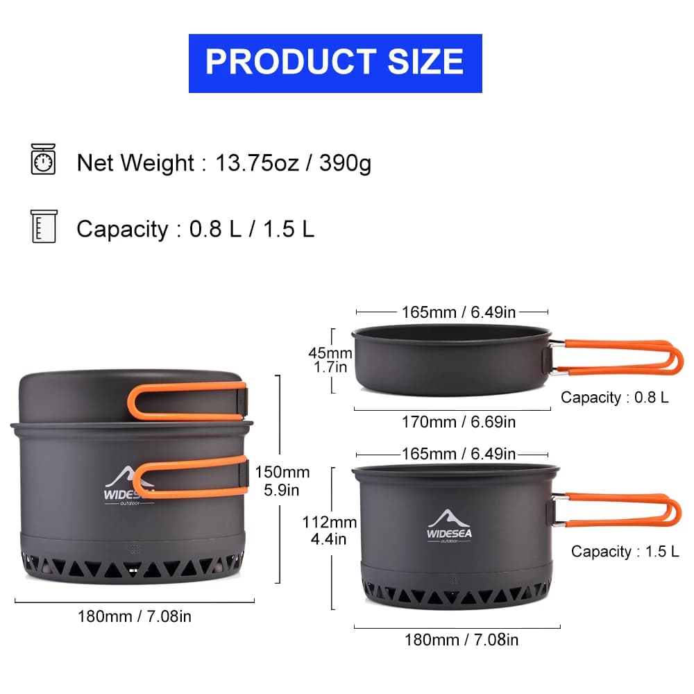 Ustensiles cuisine camping Widesea 2,3L - Set casseroles cuiseur thermique vaisselle voyage pêche