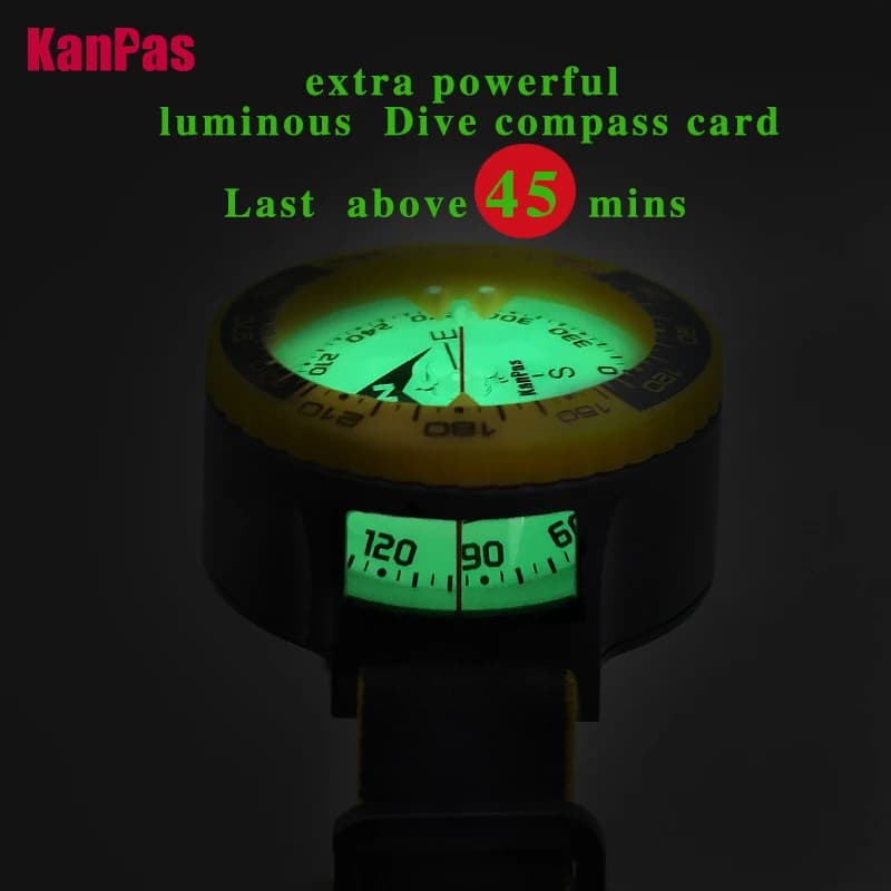 Boussole plongée KANPAS 6BAR étanche navigation mer signal lumineux bleu sécurité