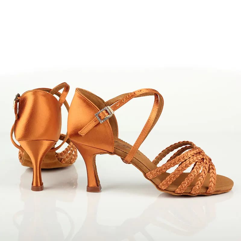 Chaussures danse latine femme satin importé - Tissage professionnel peau profonde pour pêche élégante