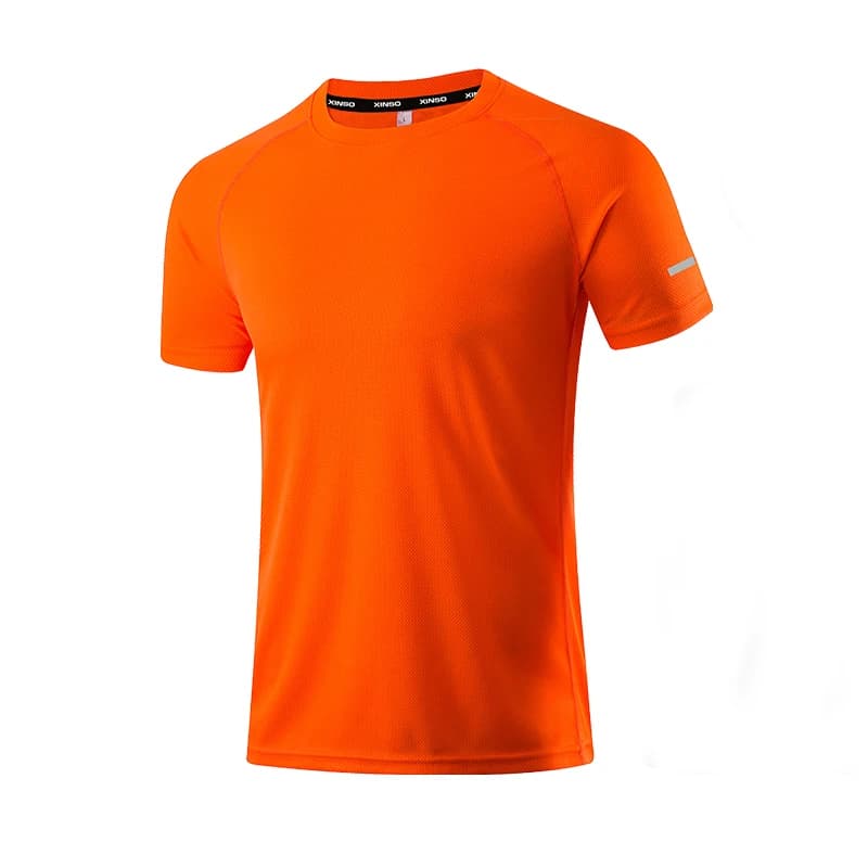 T-shirt de sport en polyester pour hommes - Coupe couvertes vêtements de course décontracté solide
