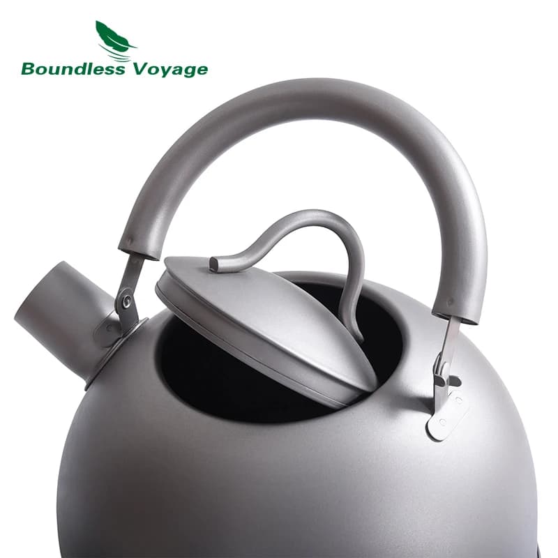 Bouilloire Titane Ultralégère 2L pour Randonnée et Pêche - Pot d'Eau Extérieur Grande Capacité avec Buzzer