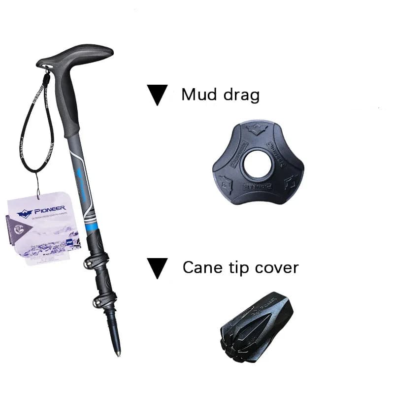 Canne de marche courte à poignée en T télescopique - 46-100cm en fibres de carbone pour escalade