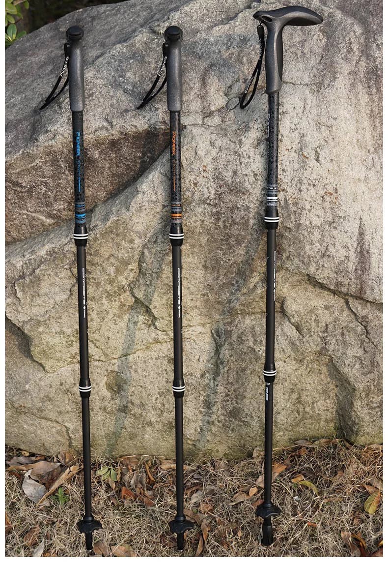 Bâton marche carbone poignée T réglable 49-100cm - Béquille escalade randonnée pêche outdoor