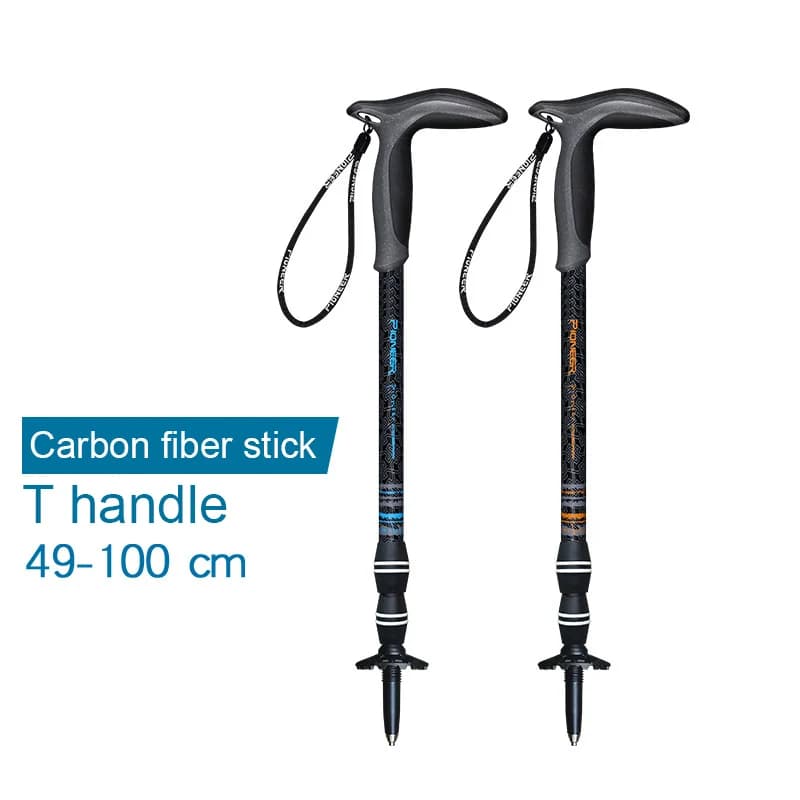 Bâton marche carbone poignée T réglable 49-100cm - Béquille escalade randonnée pêche outdoor
