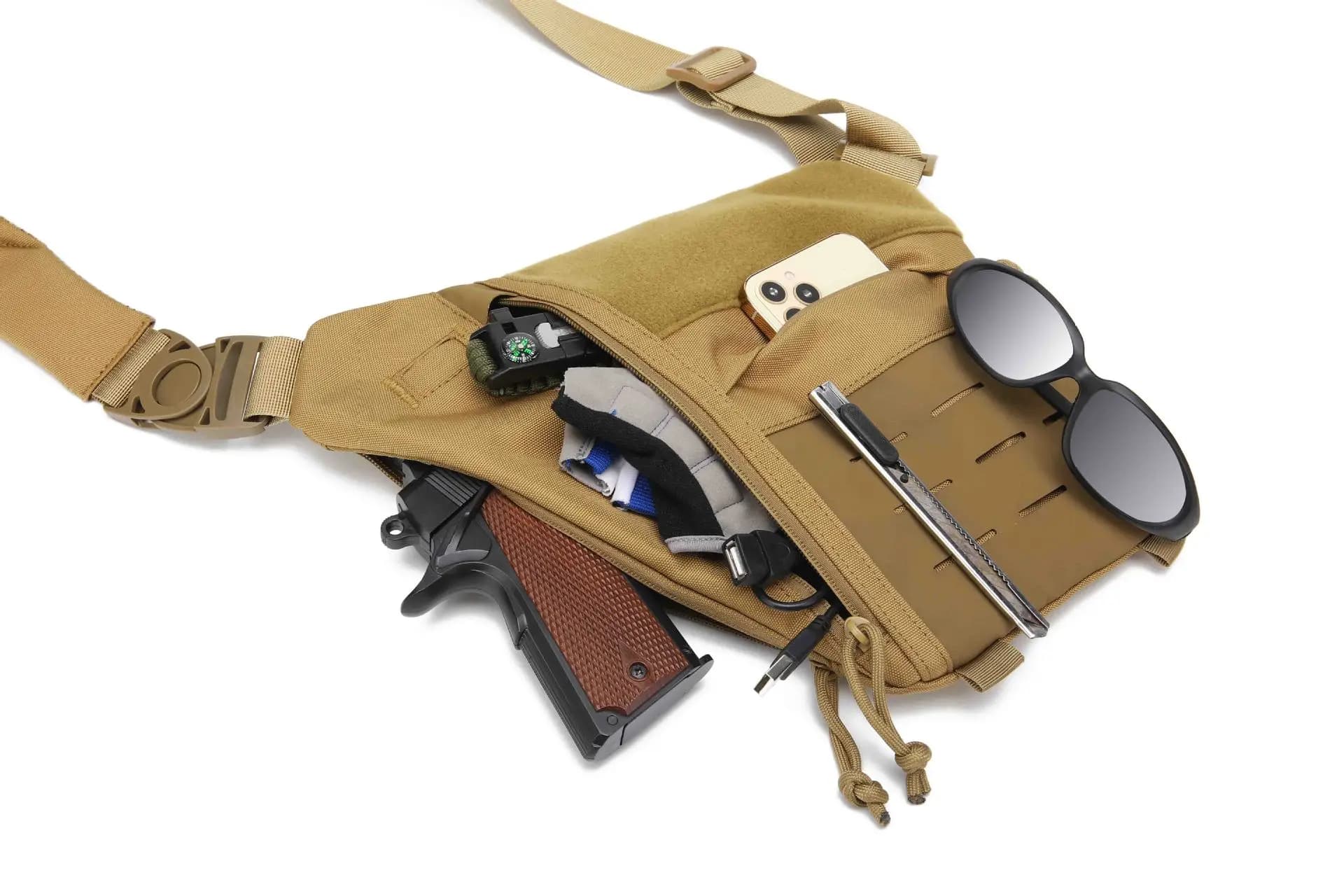 Sac sous les bras DULINITIED pour homme - Portefeuille antivol Molle pour pêche et voyage
