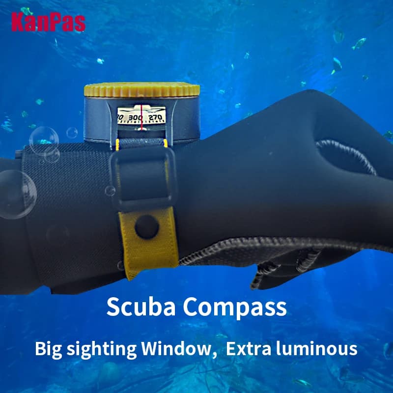Boussole plongée KANPAS 6BAR étanche navigation mer signal lumineux bleu sécurité