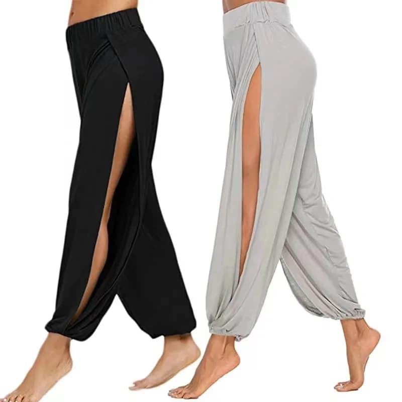 Pantalon yoga femme taille haute élastique Mode - Coupe décontractée hippy avec fente haute Harlan