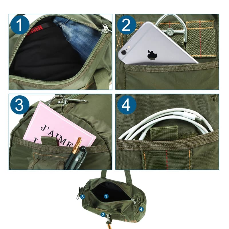 Sac Duffle LQARMY-DulParachute Nylon 1000D pour pêche et camping - Sac bandoulière étanche extérieur