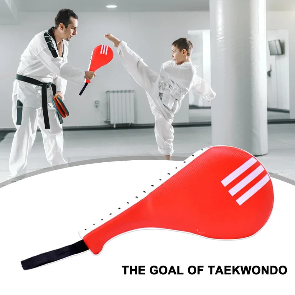 Cible pied PU entraînement boxe Taekwondo - Coussin coups karaté poignée main élastique portable