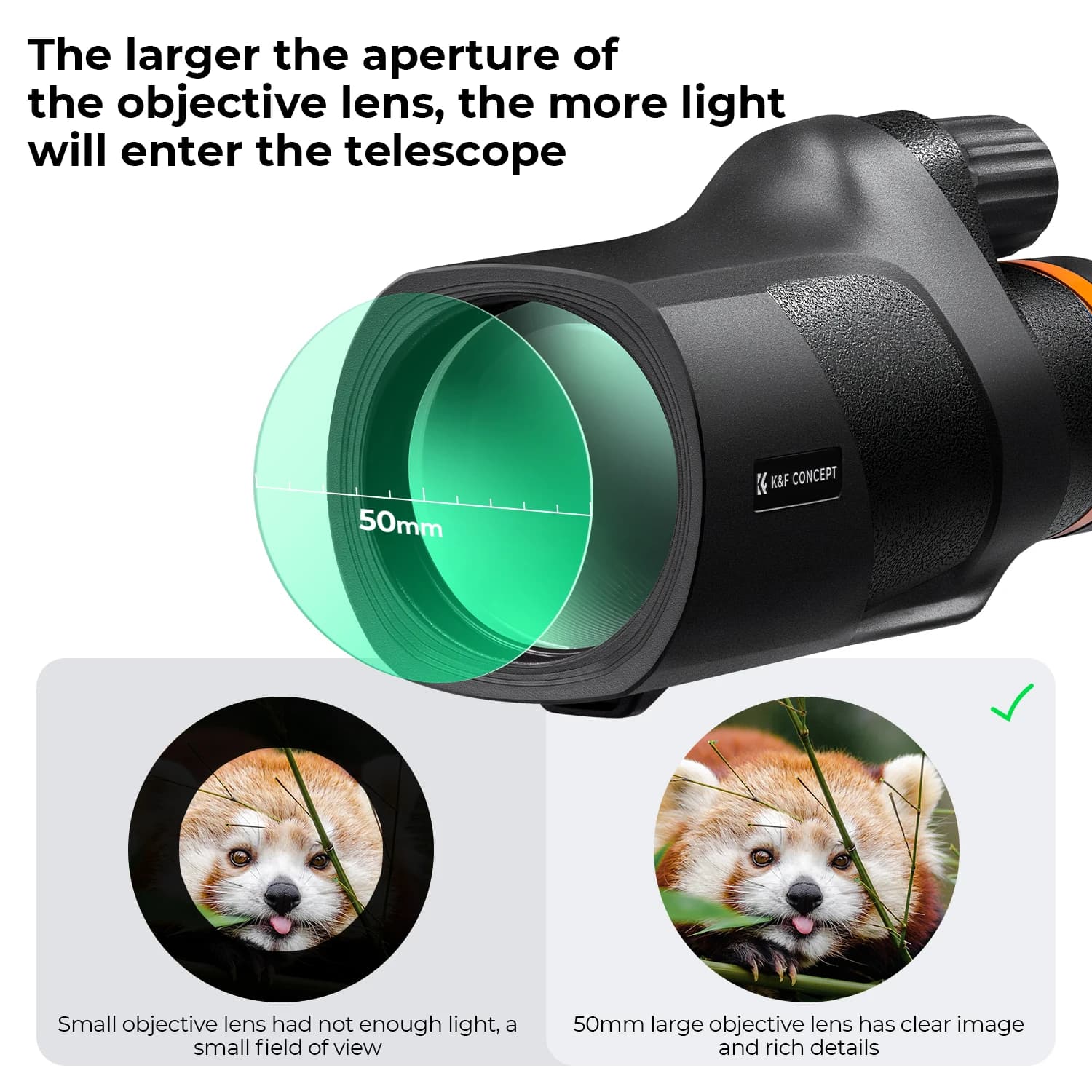 Télescope monoculaire 12x50 étanche pour observation oiseaux et chasse - HD BAK4 avec support téléphone